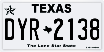 TX license plate DYR2138