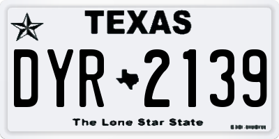 TX license plate DYR2139