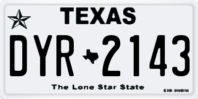 TX license plate DYR2143