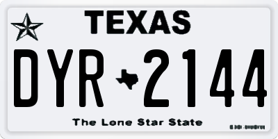 TX license plate DYR2144