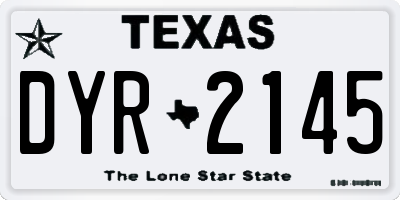 TX license plate DYR2145