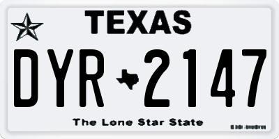 TX license plate DYR2147