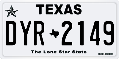 TX license plate DYR2149