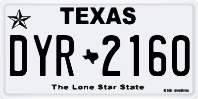 TX license plate DYR2160
