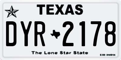 TX license plate DYR2178