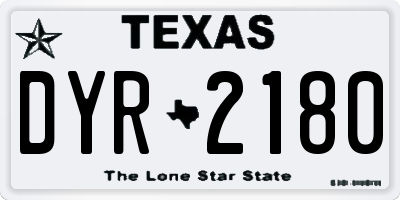 TX license plate DYR2180