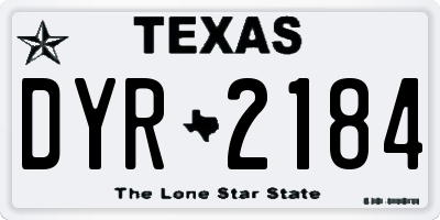 TX license plate DYR2184