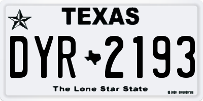 TX license plate DYR2193