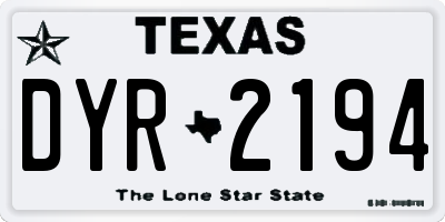 TX license plate DYR2194