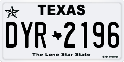 TX license plate DYR2196