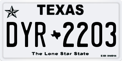 TX license plate DYR2203