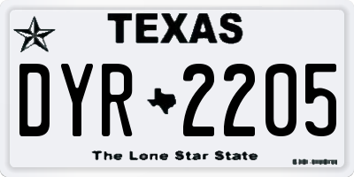 TX license plate DYR2205