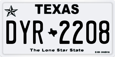 TX license plate DYR2208