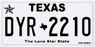 TX license plate DYR2210