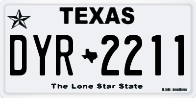 TX license plate DYR2211