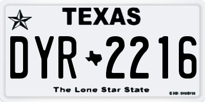 TX license plate DYR2216