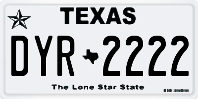 TX license plate DYR2222