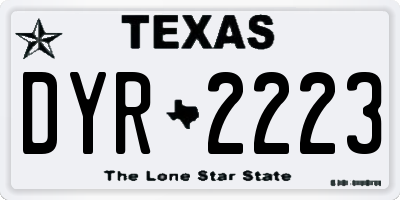 TX license plate DYR2223