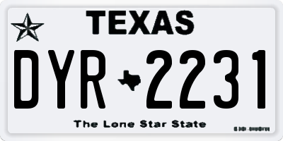 TX license plate DYR2231
