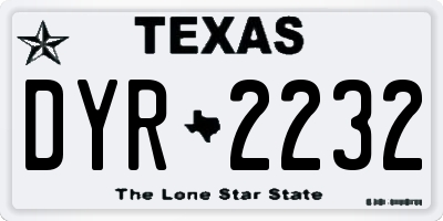 TX license plate DYR2232