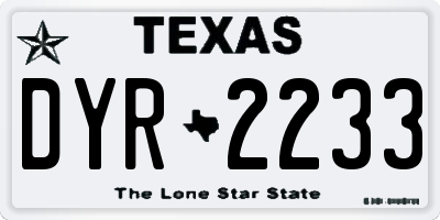 TX license plate DYR2233
