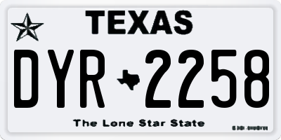 TX license plate DYR2258