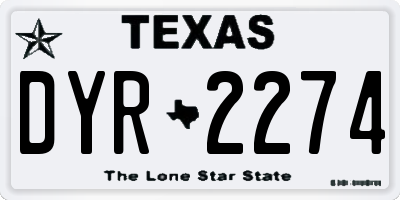 TX license plate DYR2274