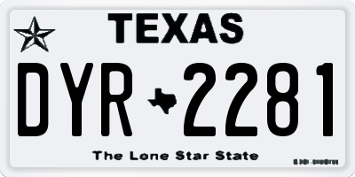 TX license plate DYR2281