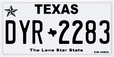 TX license plate DYR2283
