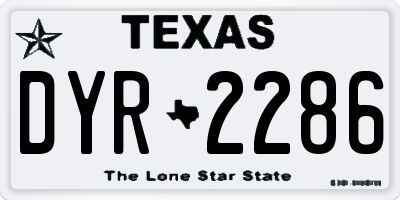 TX license plate DYR2286