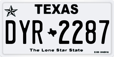 TX license plate DYR2287