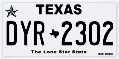 TX license plate DYR2302