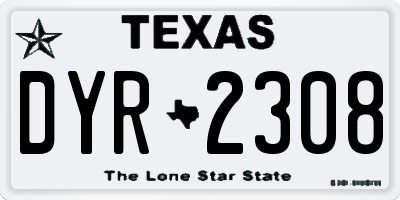 TX license plate DYR2308