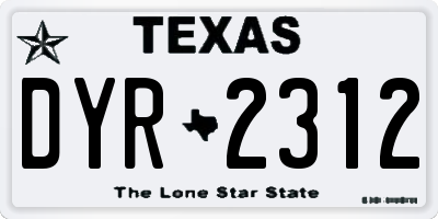 TX license plate DYR2312