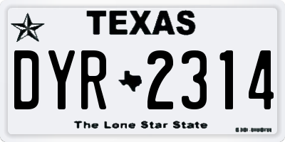 TX license plate DYR2314