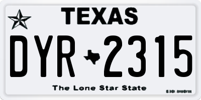 TX license plate DYR2315