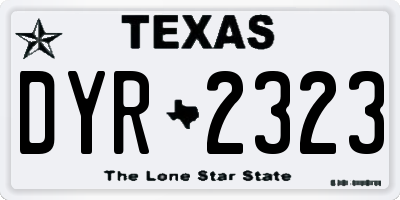 TX license plate DYR2323