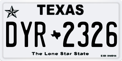 TX license plate DYR2326