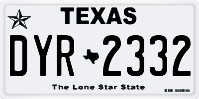 TX license plate DYR2332