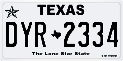 TX license plate DYR2334