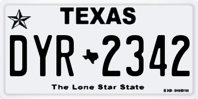 TX license plate DYR2342