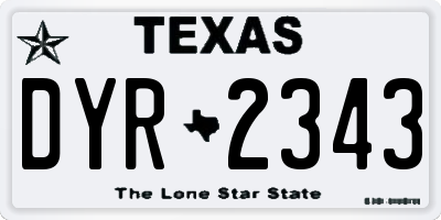 TX license plate DYR2343