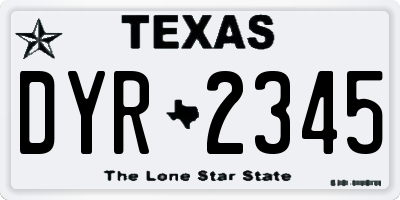TX license plate DYR2345
