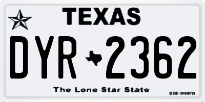 TX license plate DYR2362