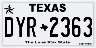 TX license plate DYR2363