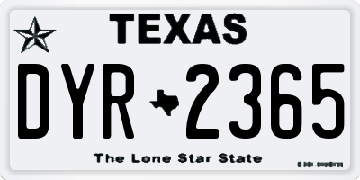 TX license plate DYR2365
