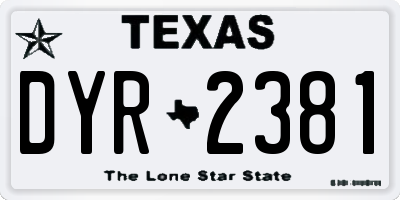TX license plate DYR2381