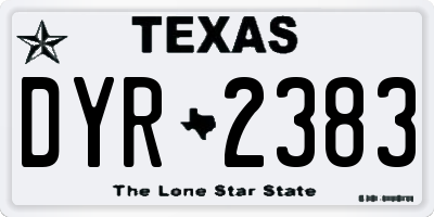 TX license plate DYR2383