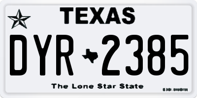 TX license plate DYR2385
