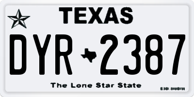 TX license plate DYR2387